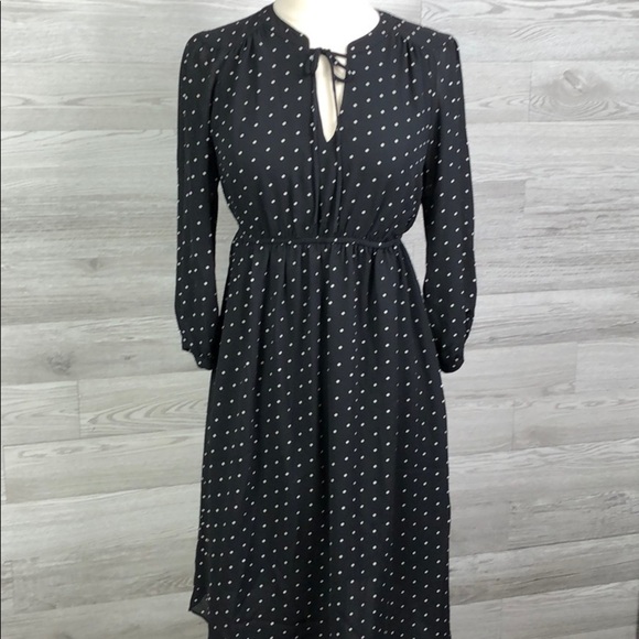 NWT LOFT Dress Maternity Polka Dot Midi XS Black White - Picture 1 of 12